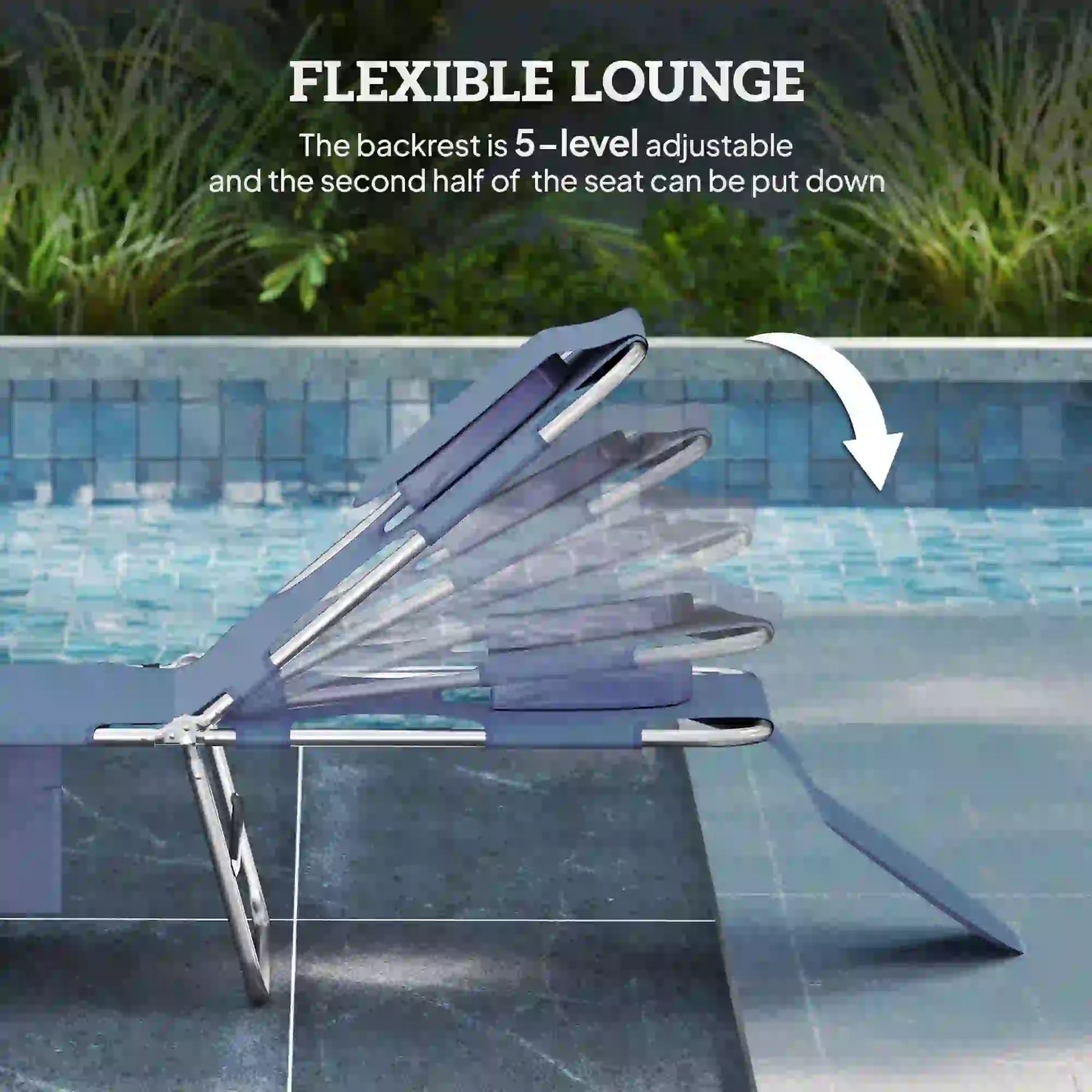 Folding Outdoor Lounge Chair, 5-Level Tanning Chair, Grey Lounger Chairs at Gallery Canada