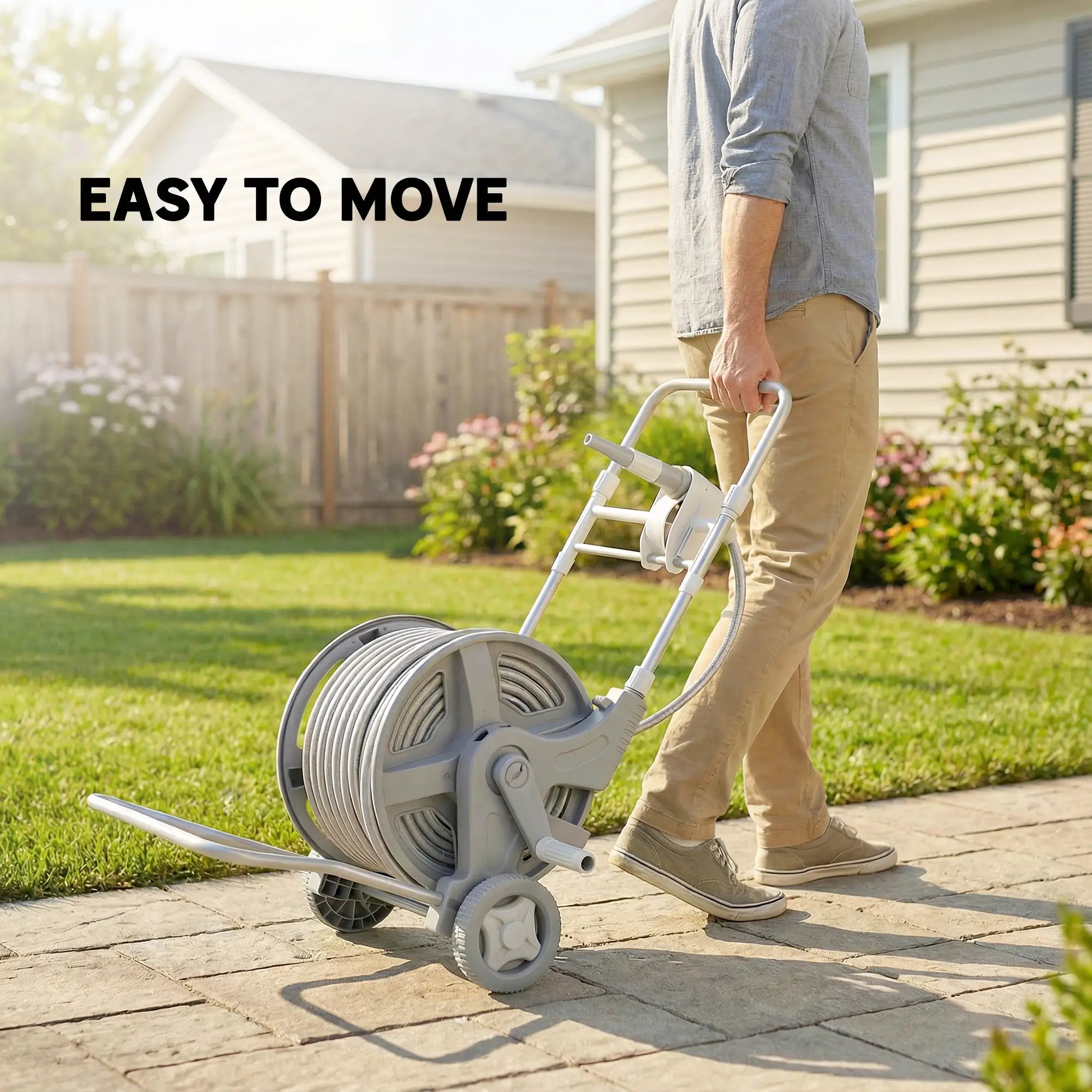 Garden Hose Reel Cart With Wheels, 1/2