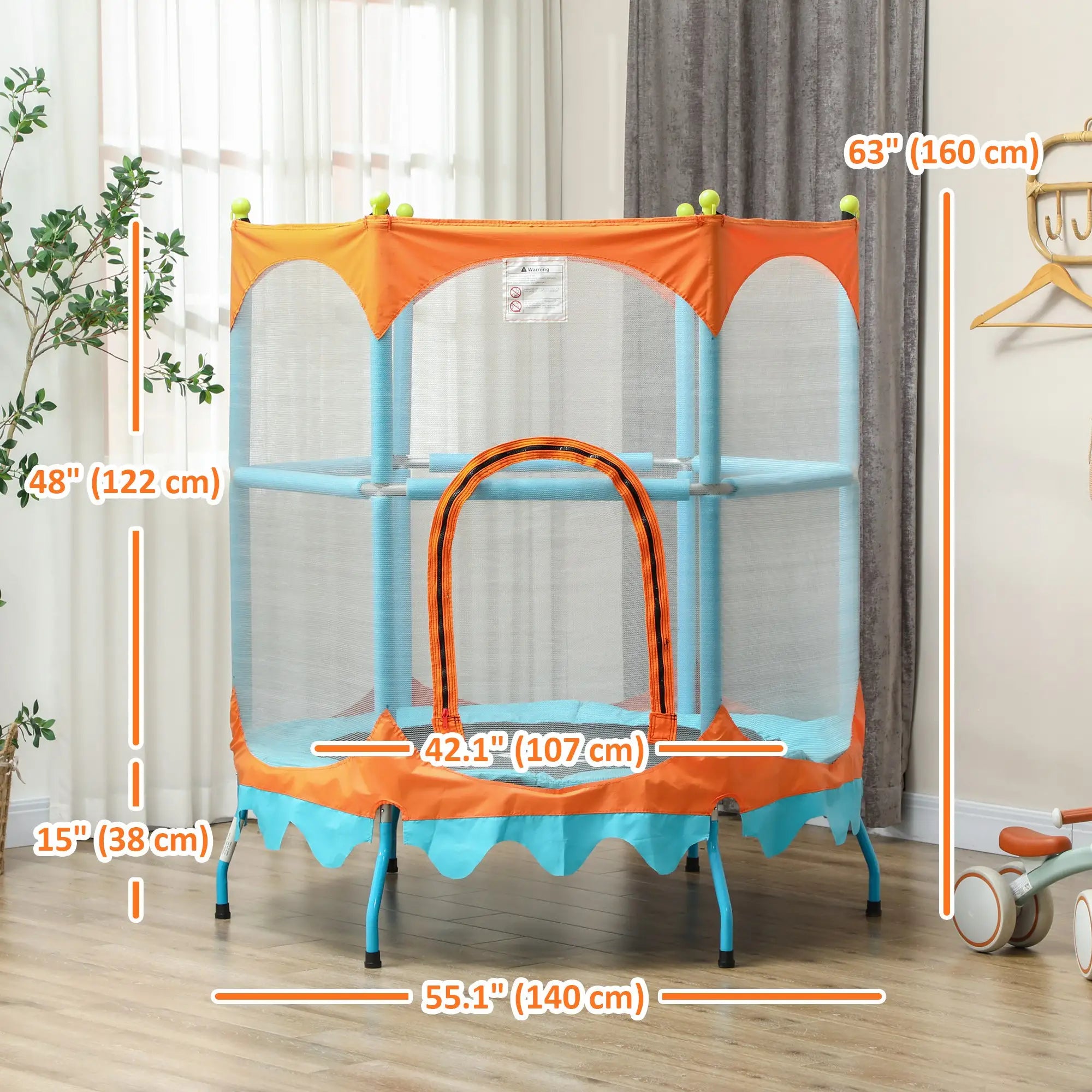 Kids Trampoline, 4.6FT with Handlebar, Safety Net, Blue Trampolines at Gallery Canada