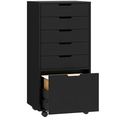 Mobile File Cabinet On Wheels, 5 Drawer Printer Stand, Black