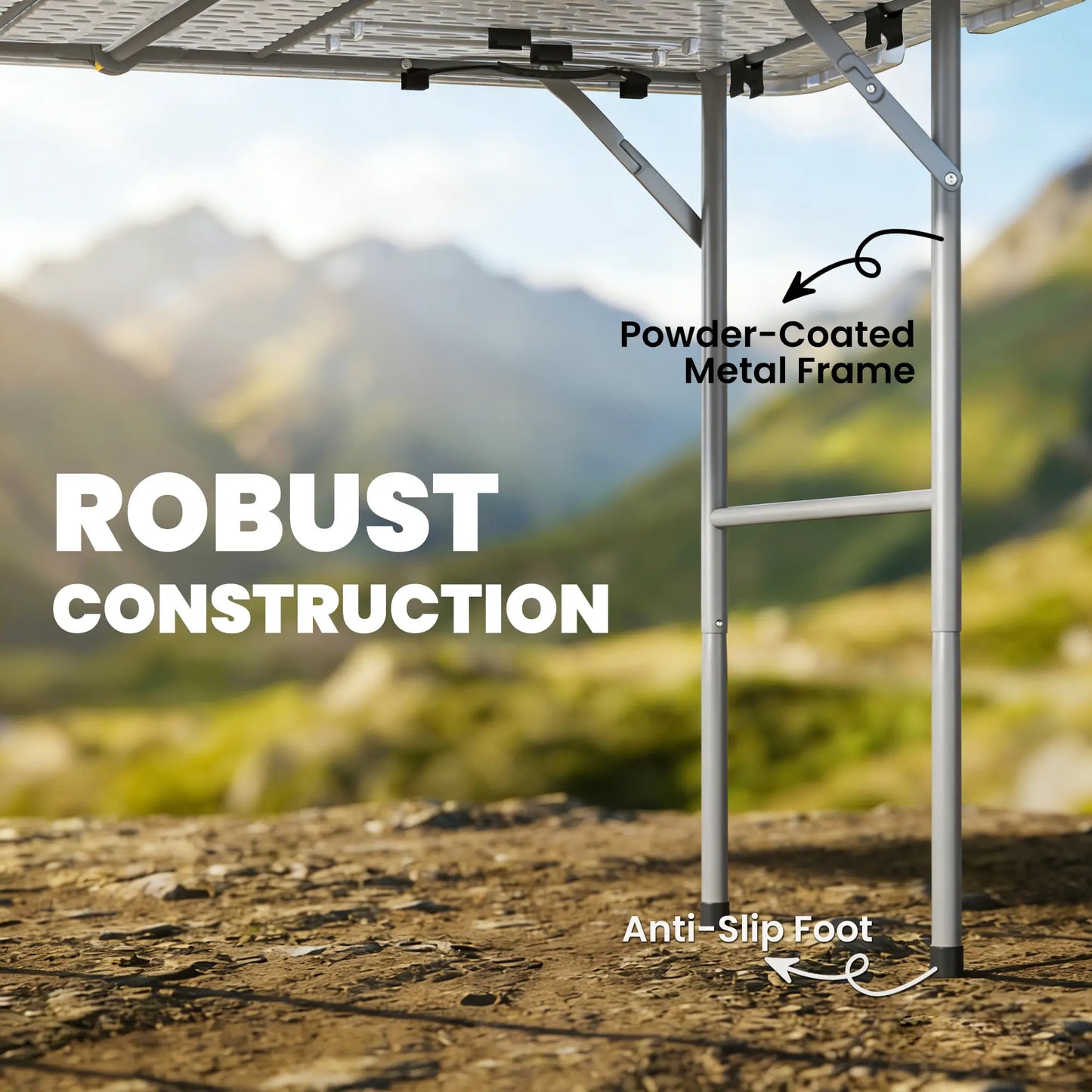 47" x 24" Folding Camping Table, White, Adjustable Height, Indoor Outdoor, White Picnic Tables & Camping Chairs at Gallery Canada