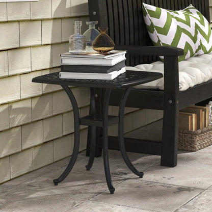 21" Square Outdoor End Table, Cast Aluminum Patio Side Table, Black Patio Side Tables at Gallery Canada