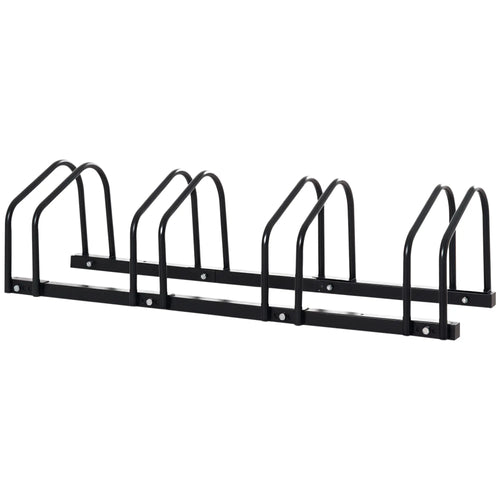 4-Bike Bicycle Floor Parking Rack, Cycling Storage Stand, Black