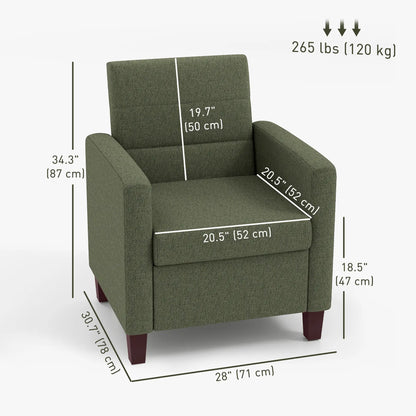 Modern Fabric Accent Chair, Seat Cushion, Non-Slip Pads, Dark Green Accent Chairs at Gallery Canada