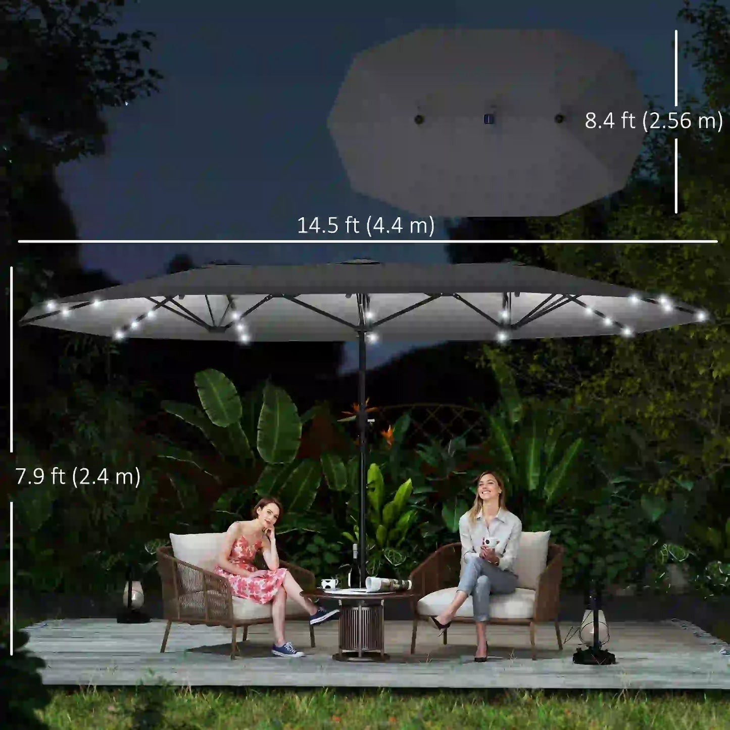 173" Double-Sided Sun Umbrella, Garden Parasol, Outdoor Sun Shade, Dark Green Double-sided Umbrellas at Gallery Canada