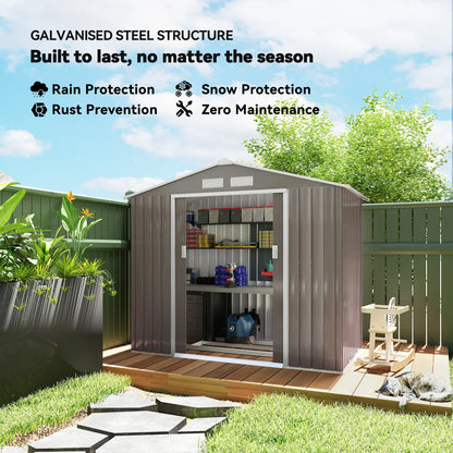 7' x 4' x 6' Metal Storage Shed, Outdoor Patio, Light Brown Sheds at Gallery Canada