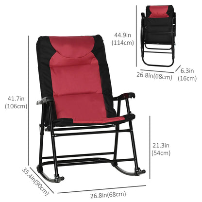 Folding Rocking Chair Set of 2, Padded, Armrest, Black, Red Outdoor Rocking Chairs at Gallery Canada