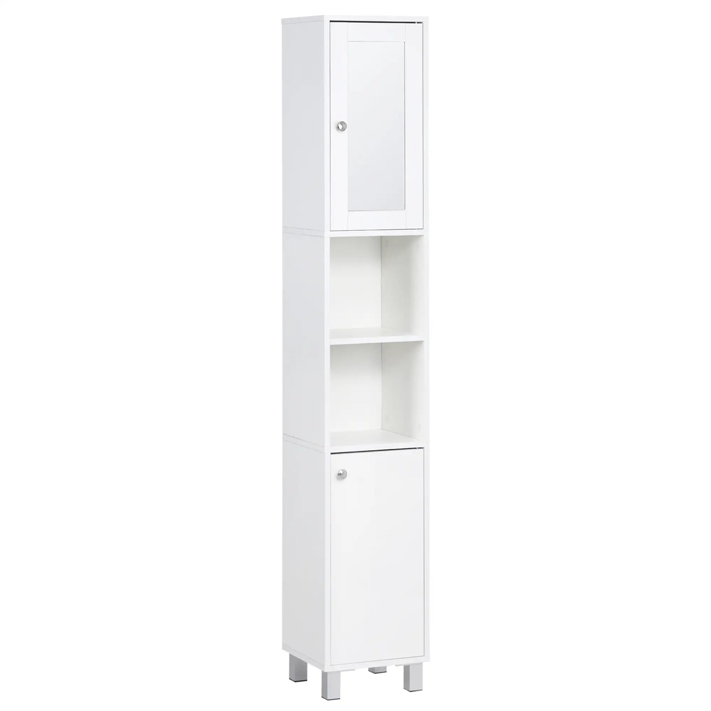 Tall Bathroom Storage Cabinet with Mirror, Adjustable Shelves, White Bathroom Cabinets White at Gallery Canada