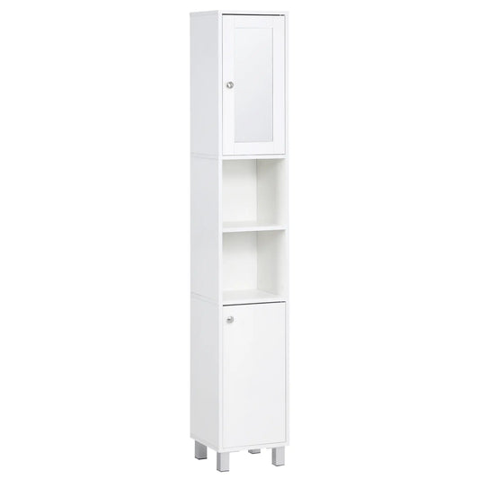 Tall Bathroom Storage Cabinet with Mirror, Adjustable Shelves, White Bathroom Cabinets White at Gallery Canada