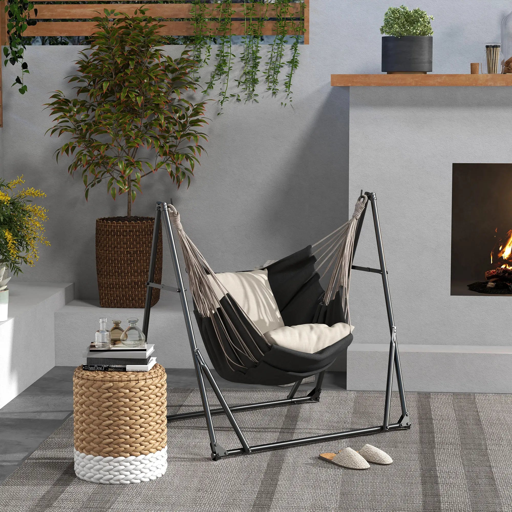 Foldable Hammock Stand, 2 In 1, 120kg Capacity, Black Hammock Stands at Gallery Canada