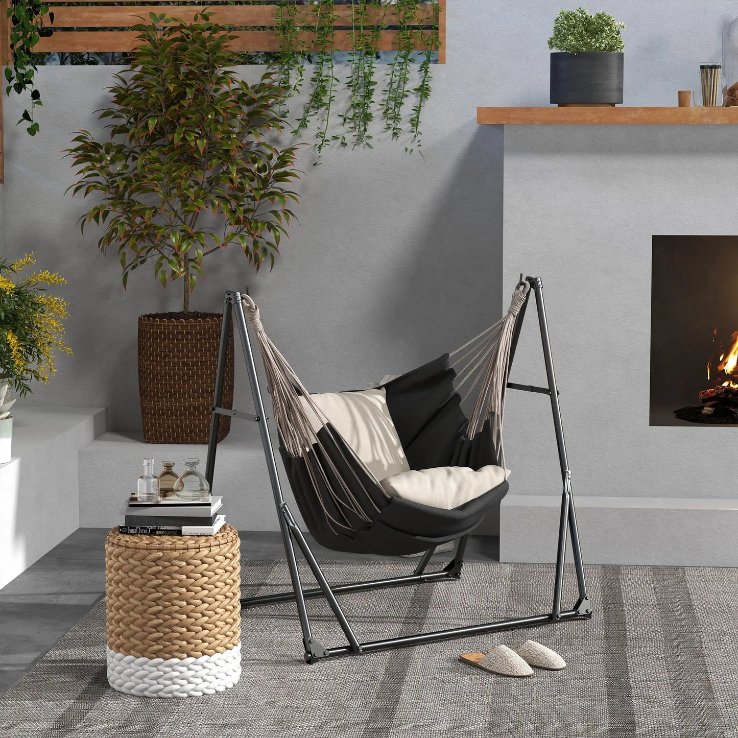 Foldable Hammock Stand, 2 In 1, 120kg Capacity, Black Hammock Stands at Gallery Canada