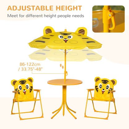 Kids Folding Picnic Table Chair Set with Adjustable Umbrella, Yellow Kids Outdoor Furniture at Gallery Canada