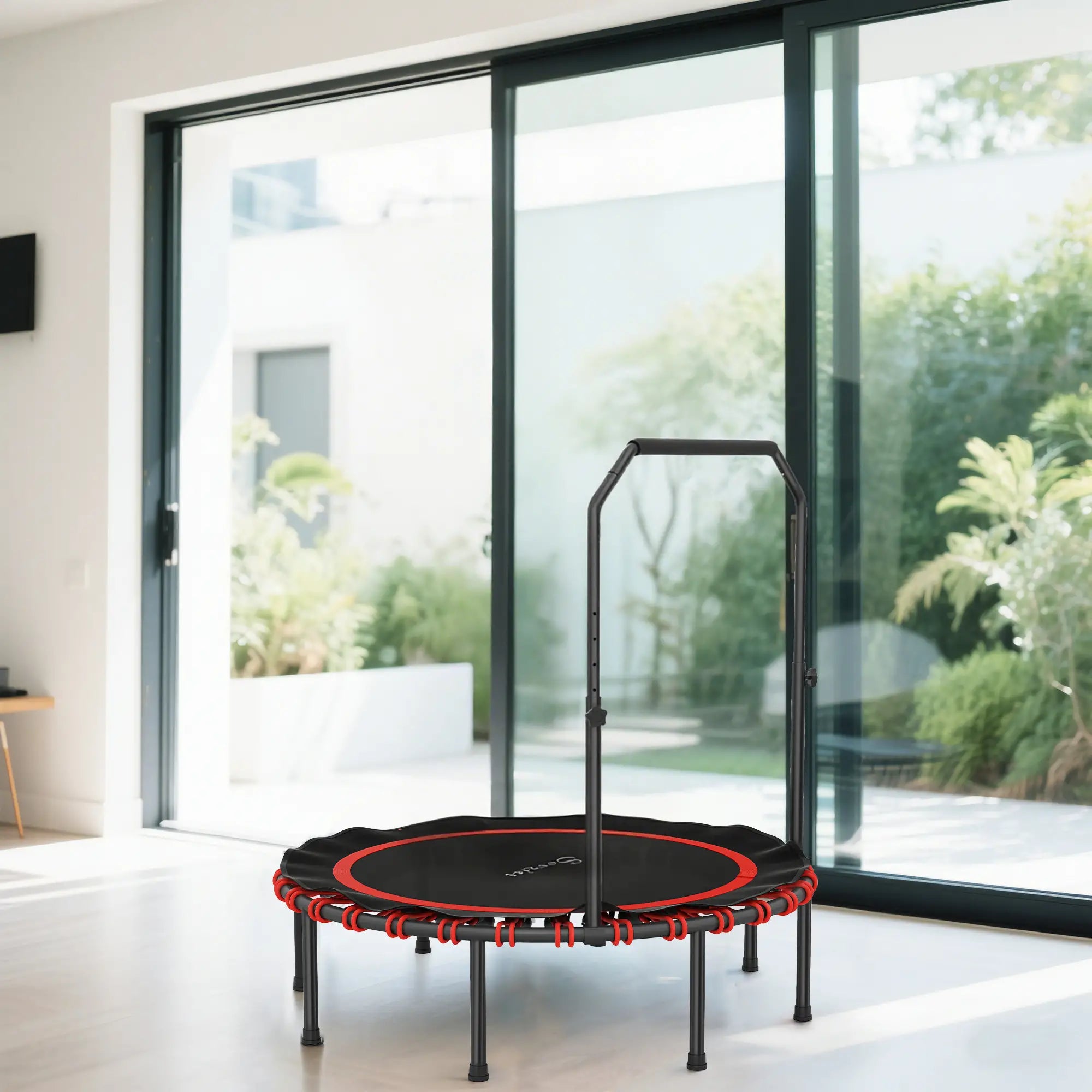 48 Inch Foldable Rebounder Trampoline, Mini Indoor with Adjustable Handle Trampolines at Gallery Canada