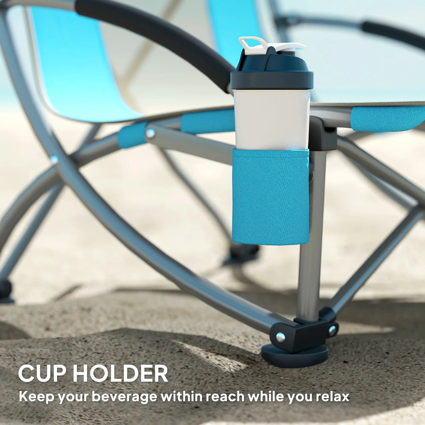 Folding Beach Chairs, Mesh Back, Carry Bag, Cup Holder, 27.6" x 22.8" x 31.1" Picnic Tables & Camping Chairs at Gallery Canada
