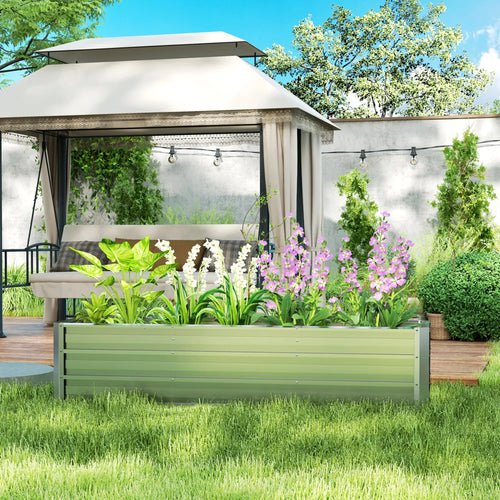 6' x 1.5' x 1.3' Galvanized Raised Garden Bed, Large Metal Planter Box, Silver