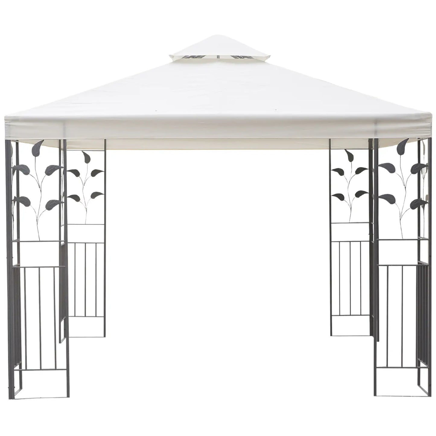 10' x 10' Metal Gazebo, Patio Canopy With Vented Roof, Cream Gazebos at Gallery Canada