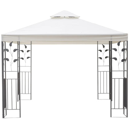 10' x 10' Metal Gazebo, Patio Canopy With Vented Roof, Cream Gazebos at Gallery Canada