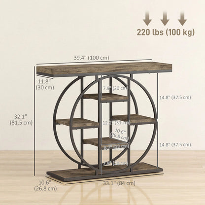 39.4" Console Table With Storage Shelves, Rustic Brown Console Tables at Gallery Canada