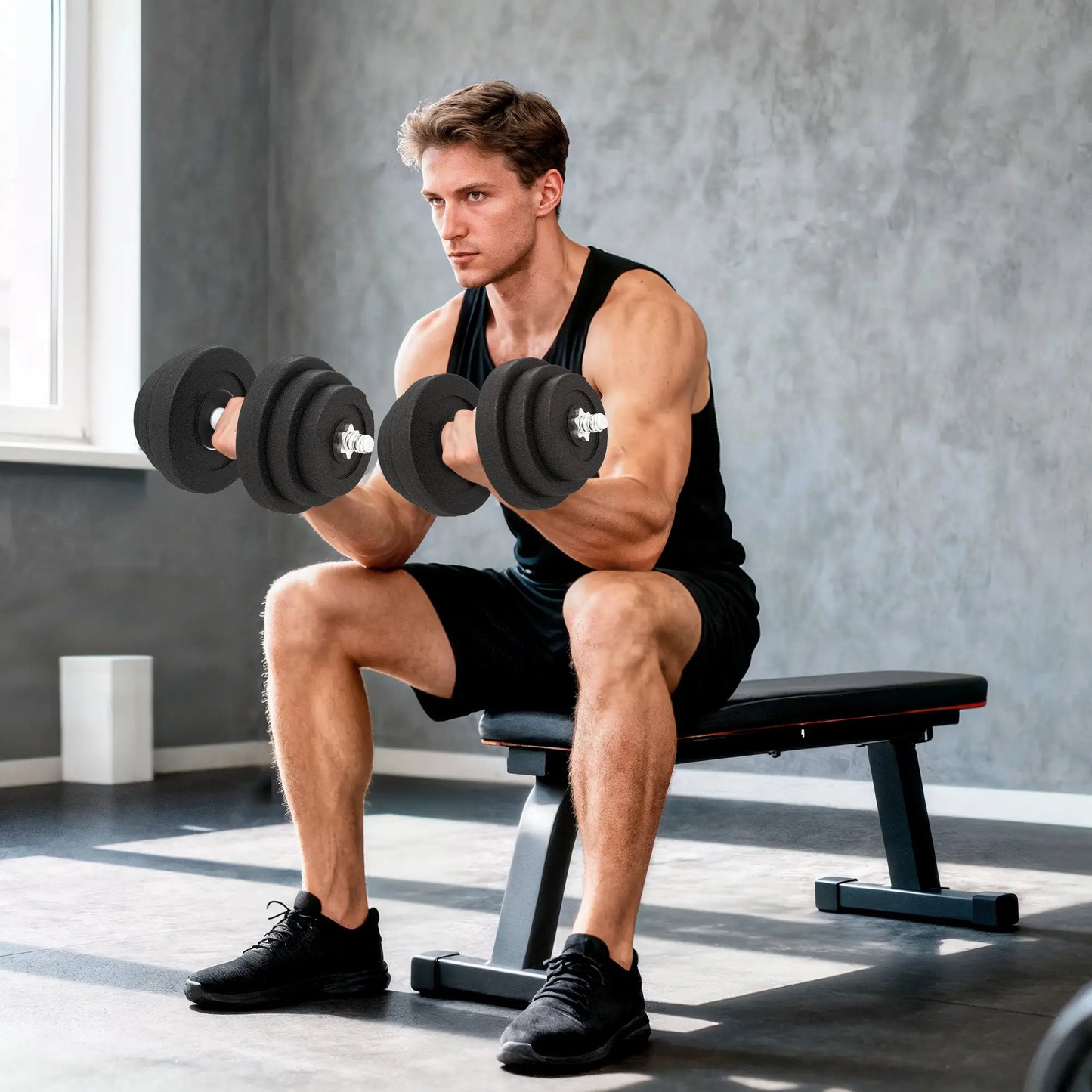 Adjustable 2 x 44lbs Dumbbell Set, Fitness Training, Black Dumbbells & Barbells at Gallery Canada
