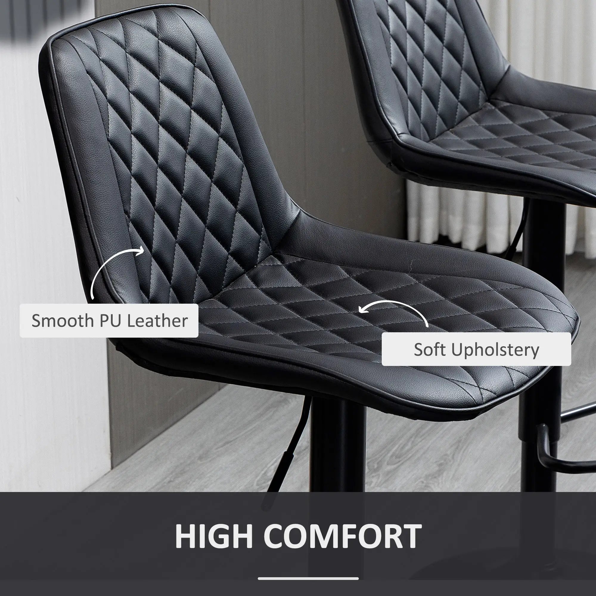 Swivel Counter Height Barstools, Set of 2, Adjustable Height, Black Bar Stools at Gallery Canada
