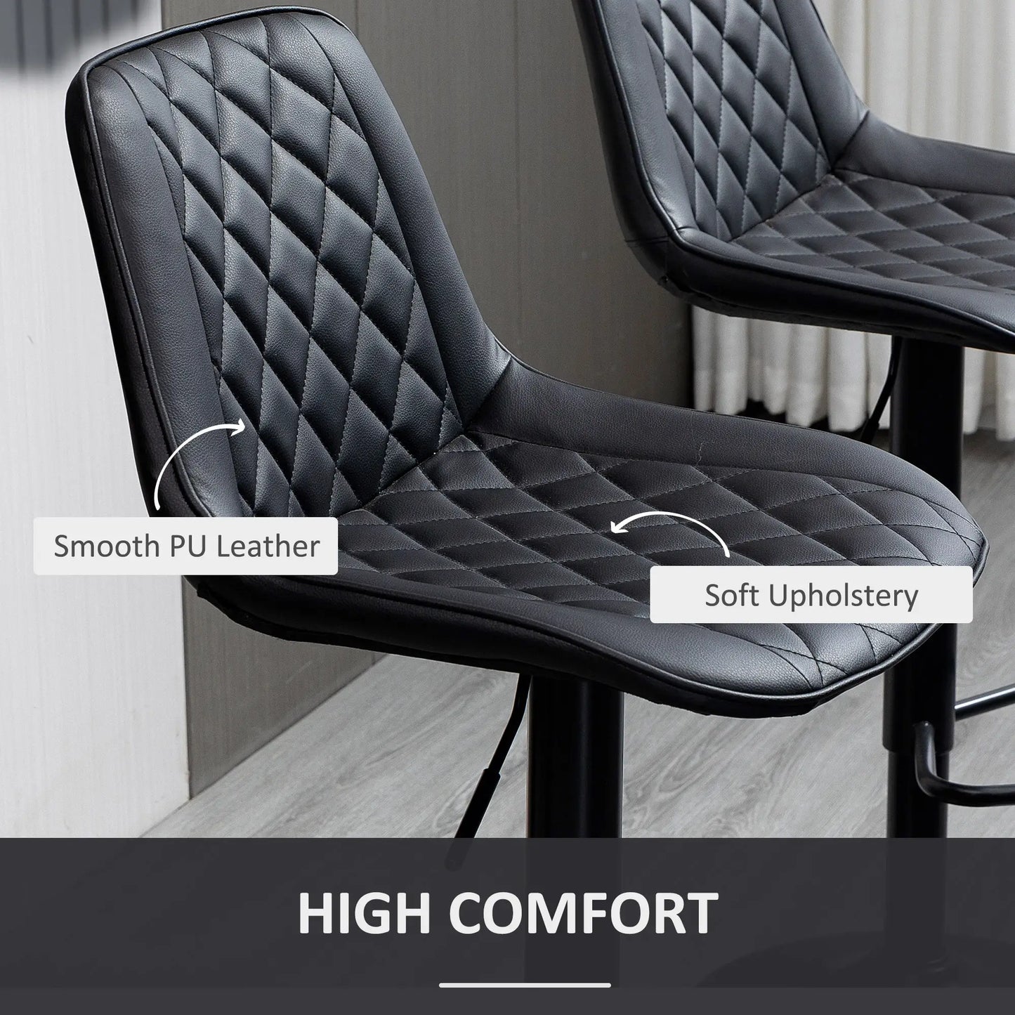 Swivel Counter Height Barstools, Set of 2, Adjustable Height, Black Bar Stools at Gallery Canada