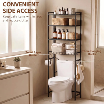 3-Tier Over-the-Toilet Storage Shelf, Adjustable, Black