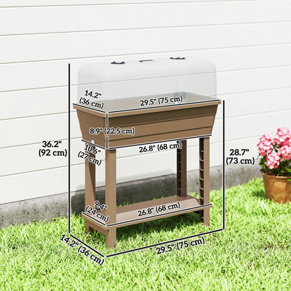 41L Self Watering Raised Garden Bed, Transparent Lid, Storage Shelf, Brown Elevated Garden Beds at Gallery Canada