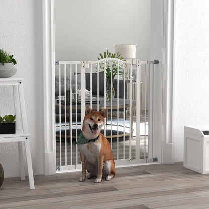 Extra Tall Dog Gate with Door, Pressure Fit, Auto Close, 29-39 Inches, White Houses, Kennels & Pens at Gallery Canada