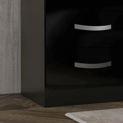 Modern Nightstand Set of 2, Drawers, High Gloss Fronts, Black Bedside Tables at Gallery Canada