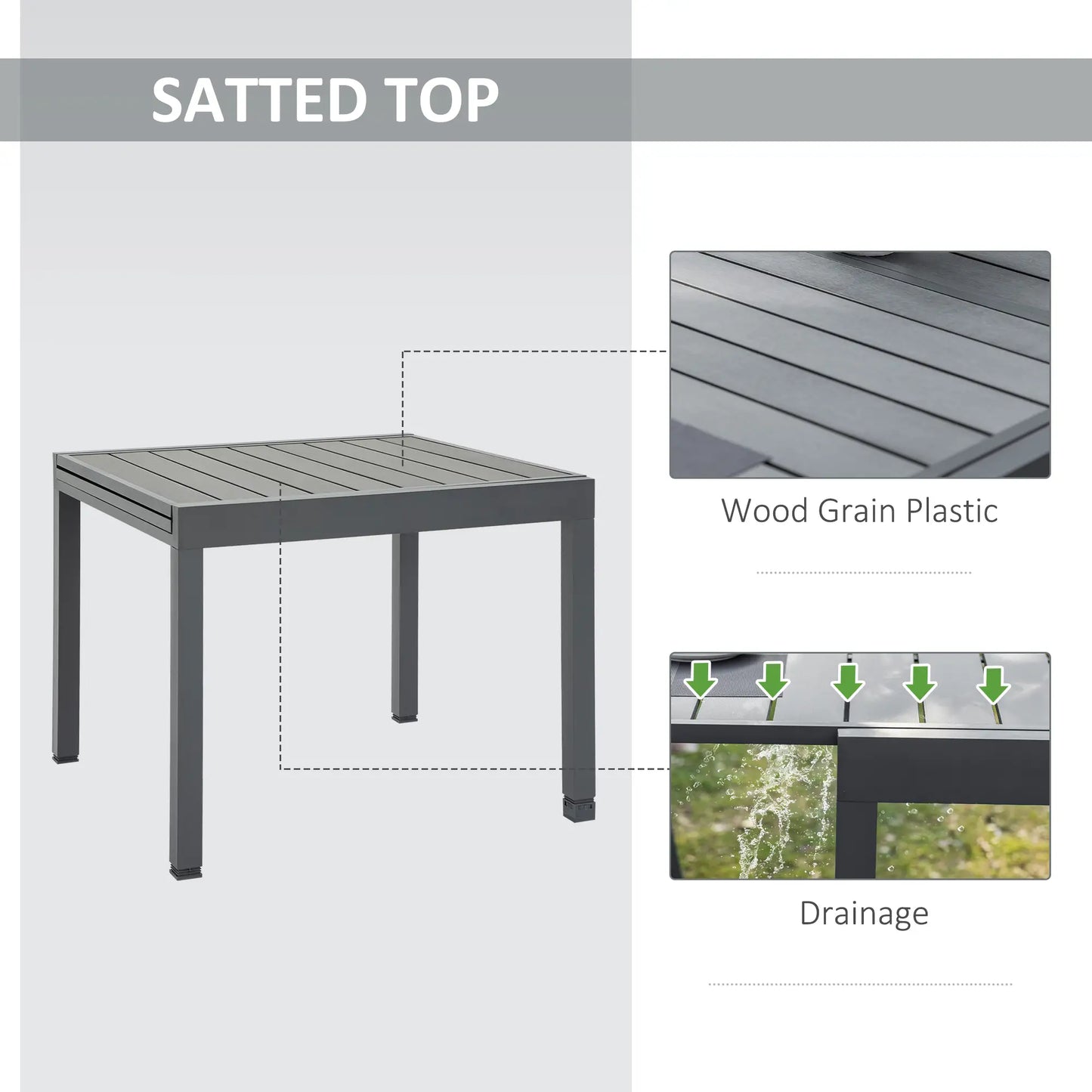 Extendable Metal Outdoor Dining Table, 4-6 Person, Rectangular, Grey Patio Dinning Tables at Gallery Canada