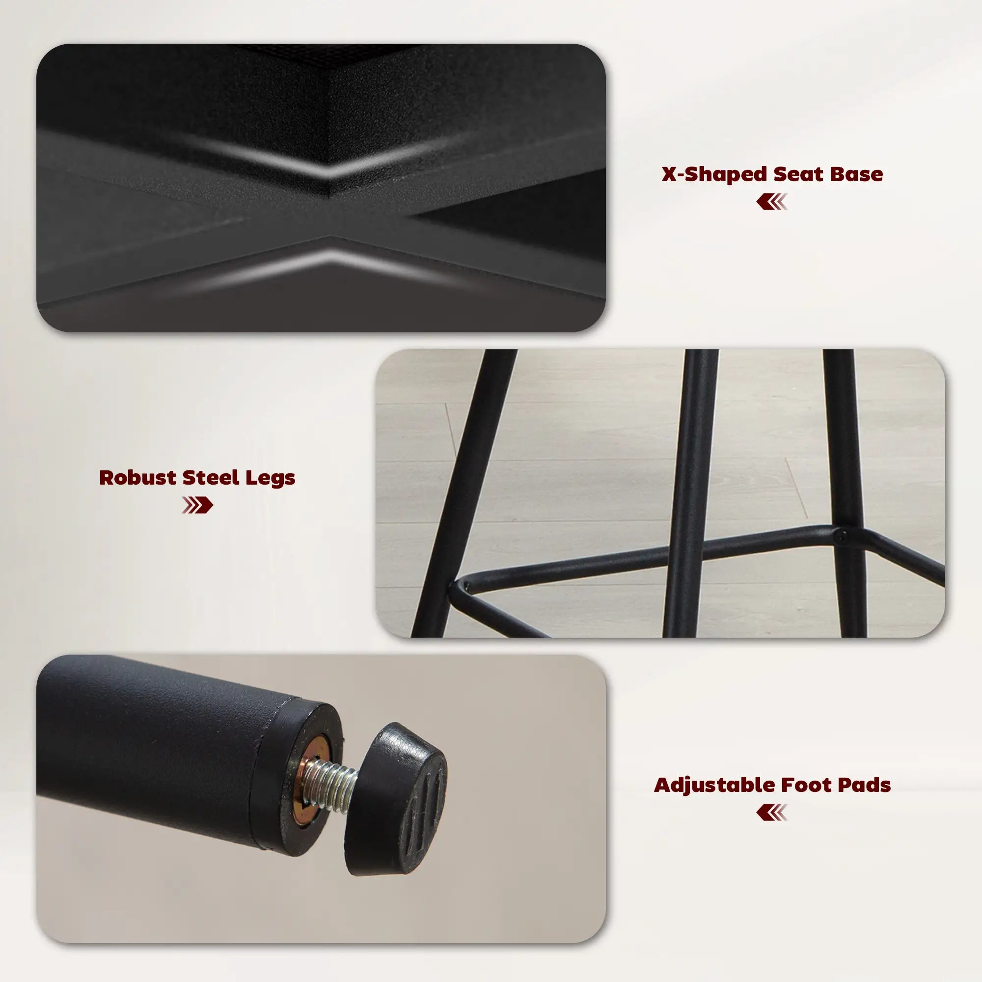 Set of 2 Counter Height Barstools, Upholstered Linen with Backrest, Dark Grey Bar Stools at Gallery Canada