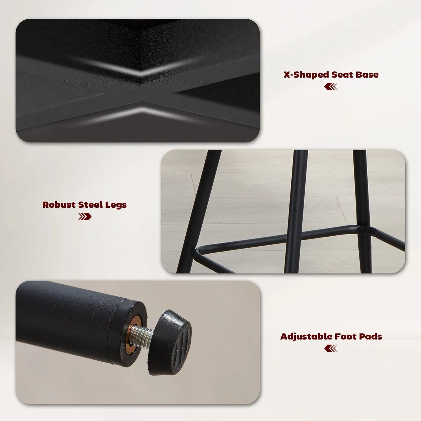 Set of 2 Counter Height Barstools, Upholstered Linen with Backrest, Dark Grey Bar Stools at Gallery Canada