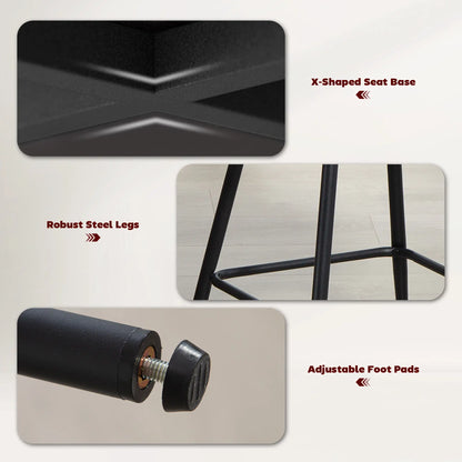 Set of 2 Counter Height Barstools, Upholstered Linen with Backrest, Dark Grey Bar Stools at Gallery Canada