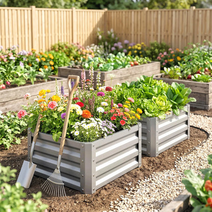 2' x 2' x 1' Raised Garden Bed, Galvanised Steel Frame, Vegetables, Flowers, Herbs, Silver Raised Garden Beds at Gallery Canada
