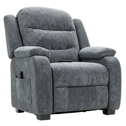 Power Recliner Chair, Quiet Brushless Motor, Remote, Dark Grey Single Sofas Dark Grey at Gallery Canada