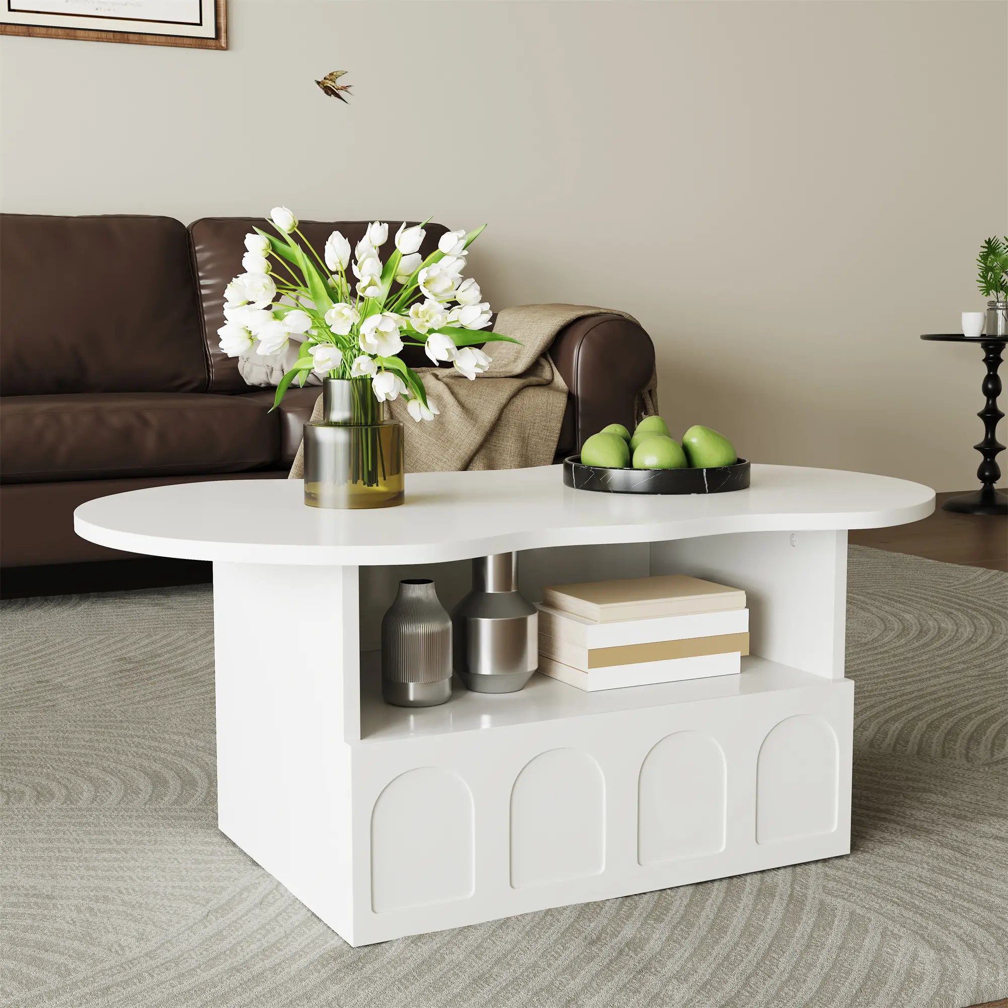 Coffee Table with Drawer, Open Storage, 39.5