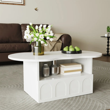 Coffee Table with Drawer, Open Storage, 39.5" L x 23.5" W x 15" H, White Coffee Tables at Gallery Canada