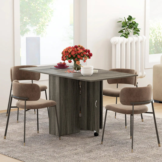 Extendable Dining Table, Collapsible w/ Shelves, Grey Wood Grain, Grey Dining Tables Grey Wood Grain at Gallery Canada