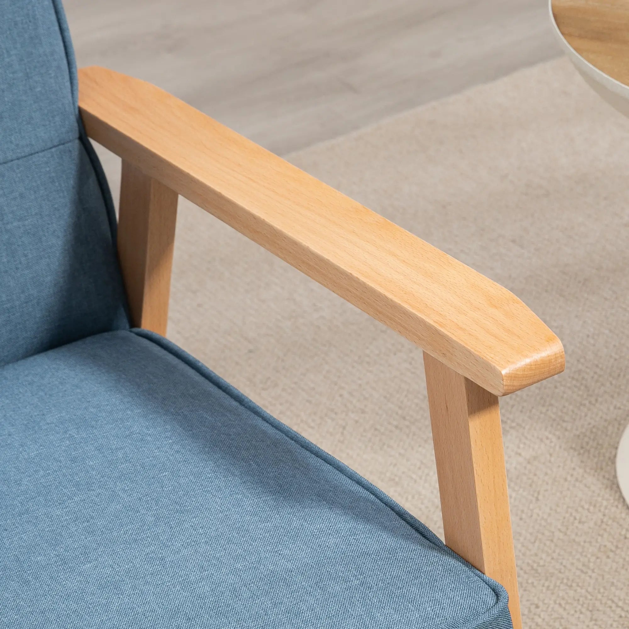 Modern Fabric Armchair, Tufted Back, Wood Legs, Thick Padding, Blue Accent Chairs at Gallery Canada