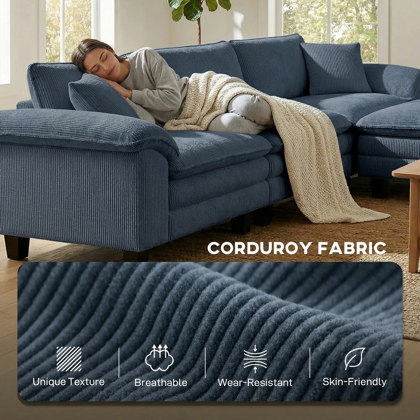 Sectional Sofa, L Shaped Couch, Deep Seat, Blue L Shaped Couchs at Gallery Canada