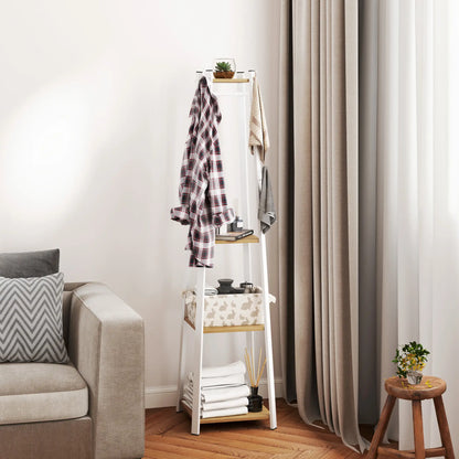 Clothes Rack with Storage, 8 Hooks, 3-Tier Shelf, Oak Clothing Storage at Gallery Canada