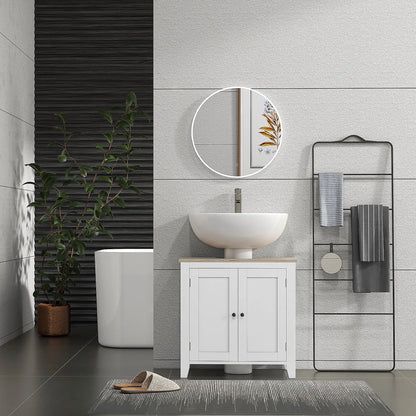 Bathroom Sink Vanity Unit, U-Shape Design, Adjustable Shelf, White Bathroom Cabinets at Gallery Canada