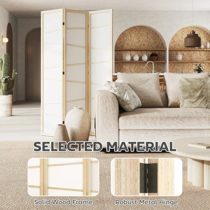 66.9" Folding Room Divider, 3 Panel Wood Frame Partition, Natural Wood Room Dividers at Gallery Canada