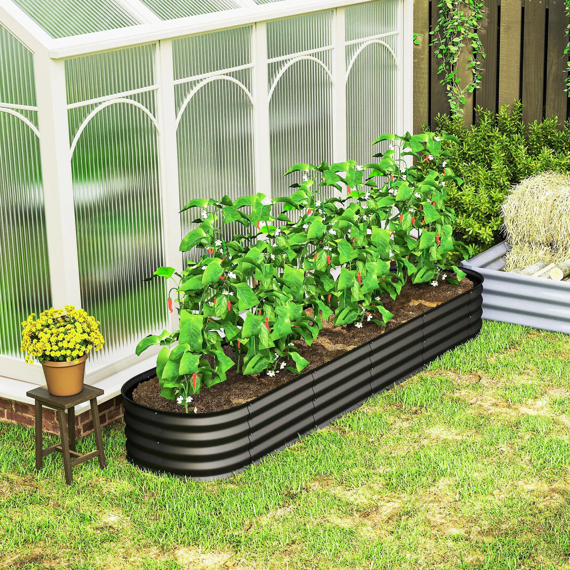 7.9 x 2 x 1ft Galvanized Raised Garden Bed, Metal Planter Box, Dark Grey Raised Garden Beds at Gallery Canada