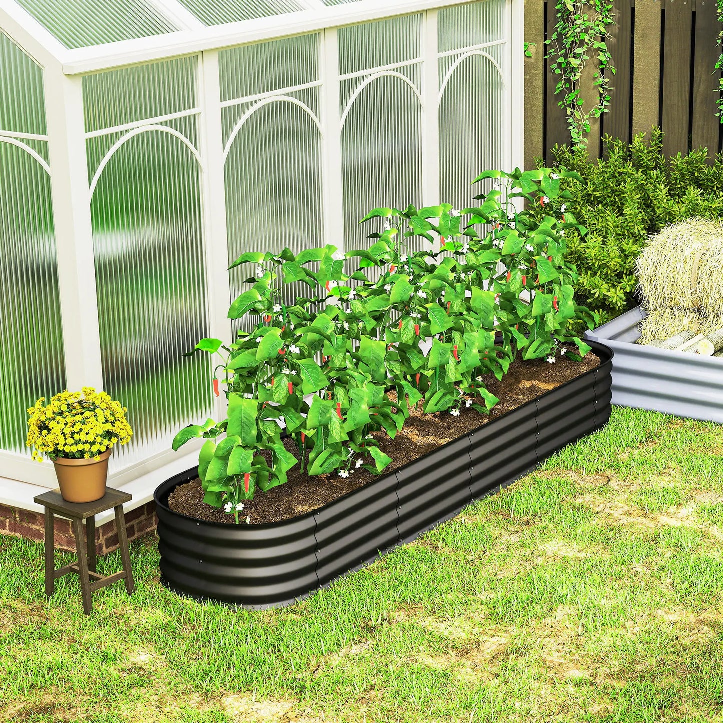 7.9 x 2 x 1ft Galvanized Raised Garden Bed, Metal Planter Box, Dark Grey Raised Garden Beds at Gallery Canada