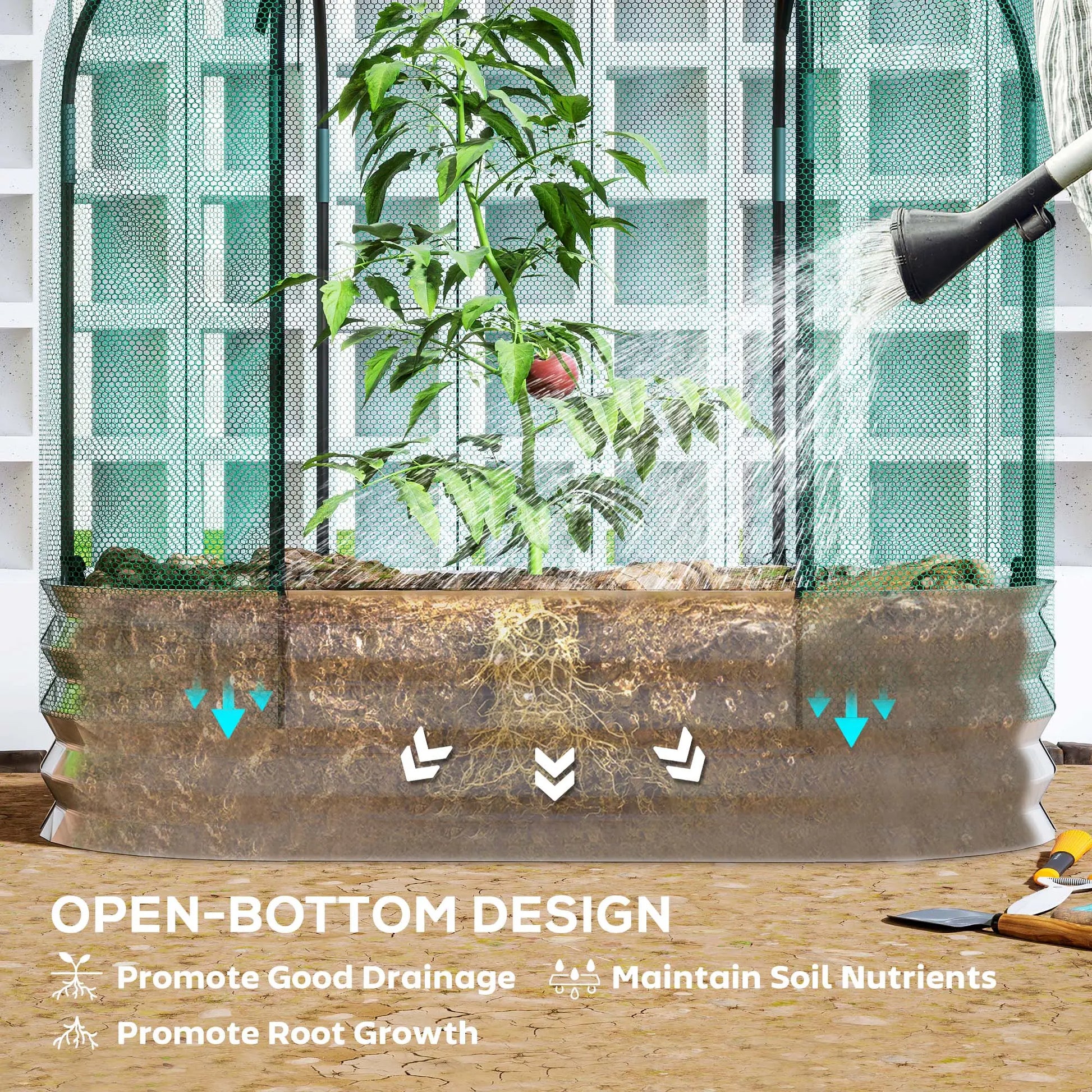 Galvanized Raised Garden Bed, Crop Cage Net Cover, Outdoor Planter Box Raised Garden Beds at Gallery Canada