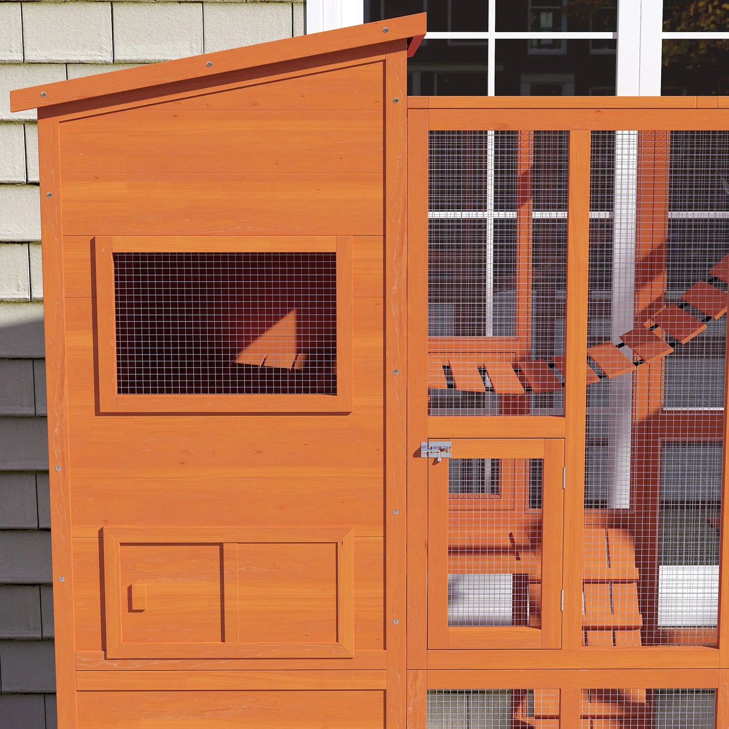 76" Catio Outdoor Cat Enclosure, Condo, Platforms, Ladder, Ramps, Hammock, Orange Outdoor Cat Enclosures at Gallery Canada