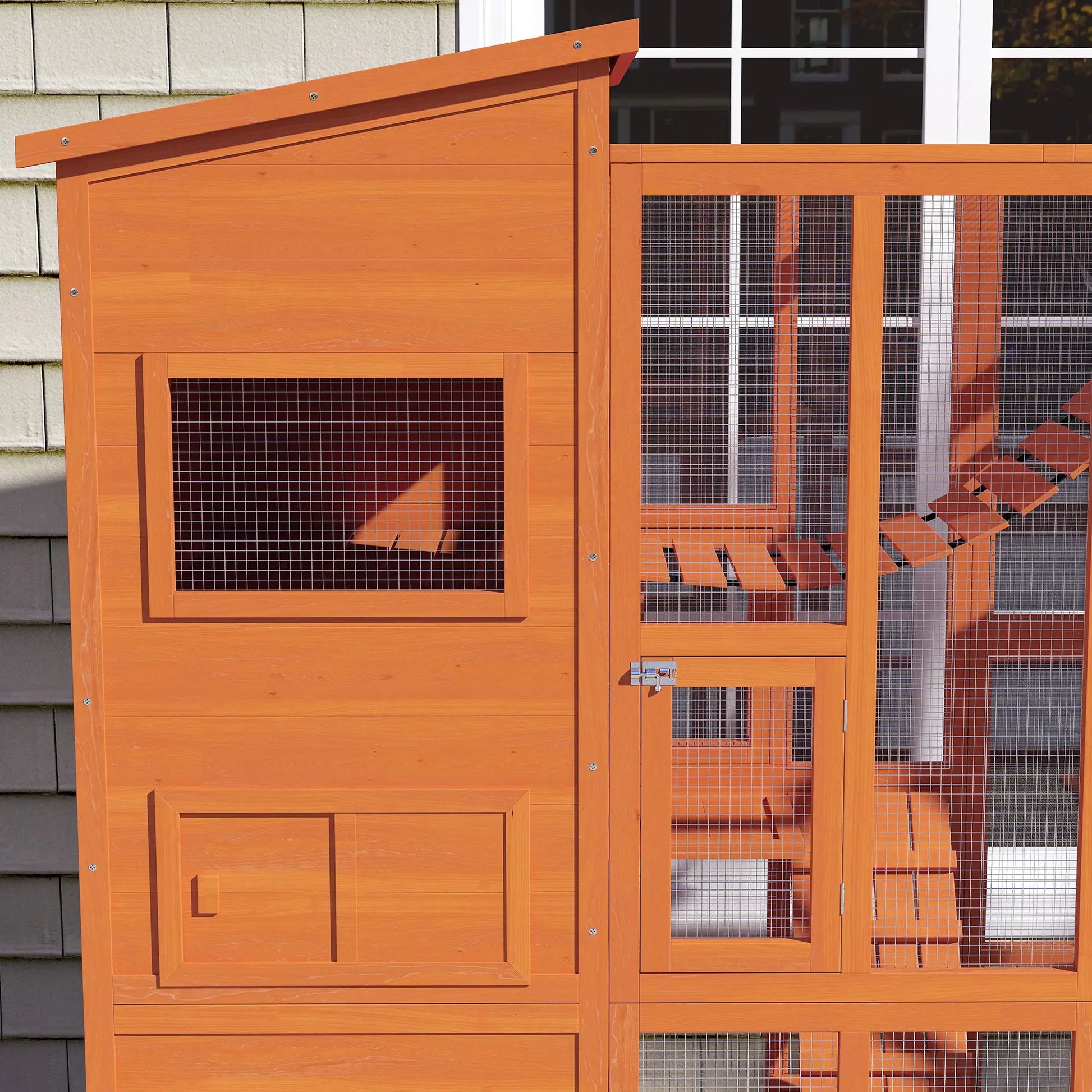 76" Catio Outdoor Cat Enclosure, Condo, Platforms, Ladder, Ramps, Hammock, Orange Outdoor Cat Enclosures at Gallery Canada
