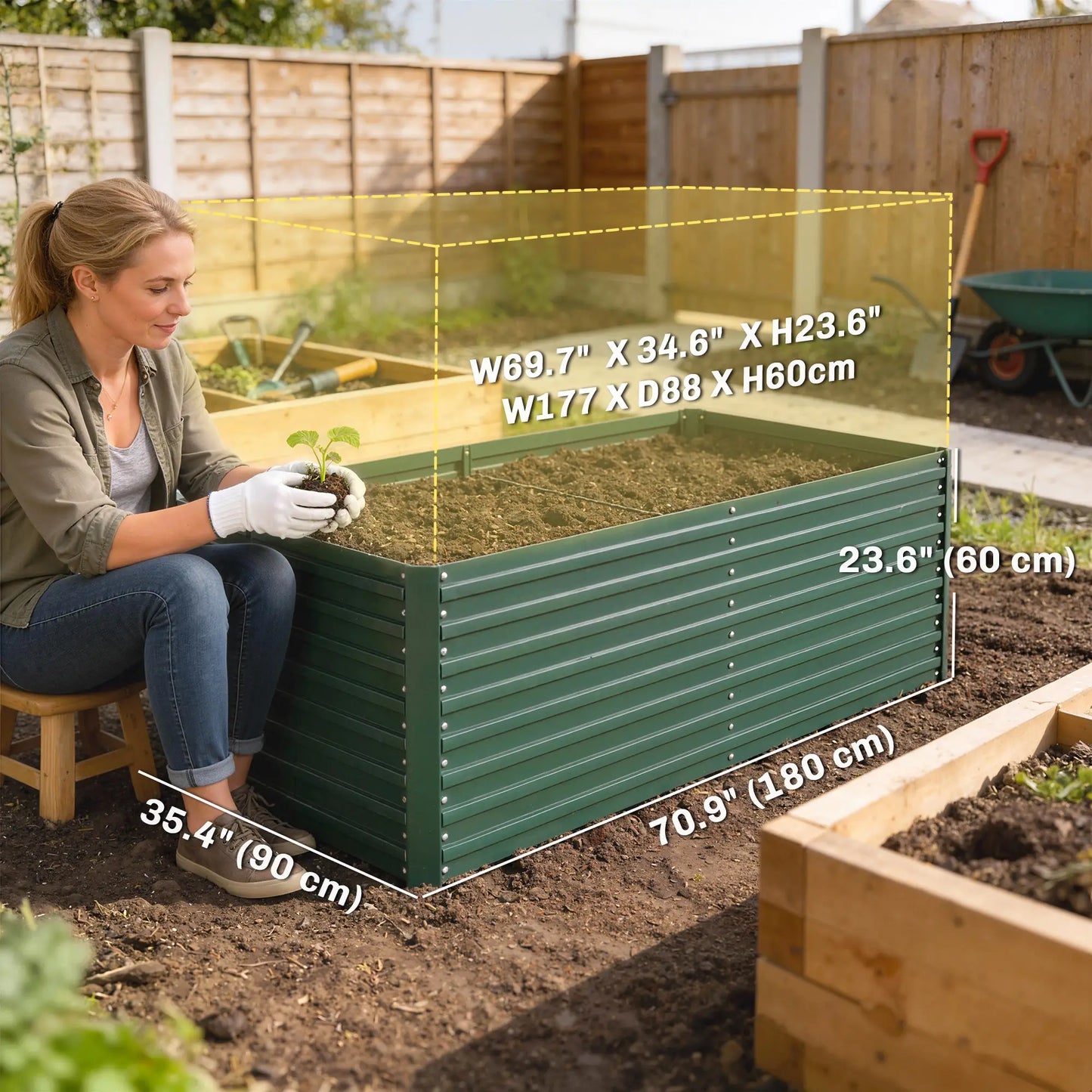 Set Of 2 Galvanised Raised Garden Bed, 6 x 3 x 2 ft, Green Galvanized Planter Boxes at Gallery Canada
