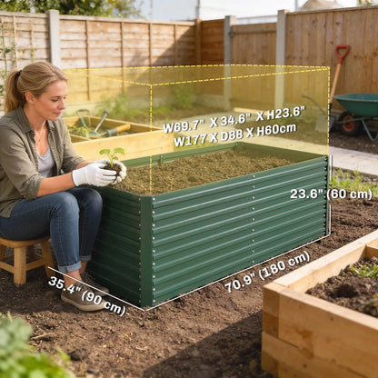 Set Of 2 Galvanised Raised Garden Bed, 6 x 3 x 2 ft, Green Galvanized Planter Boxes at Gallery Canada